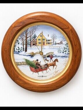 Howard Miller Musical Christmas Wooden Wall Clock with Winter Scene Nostalgic